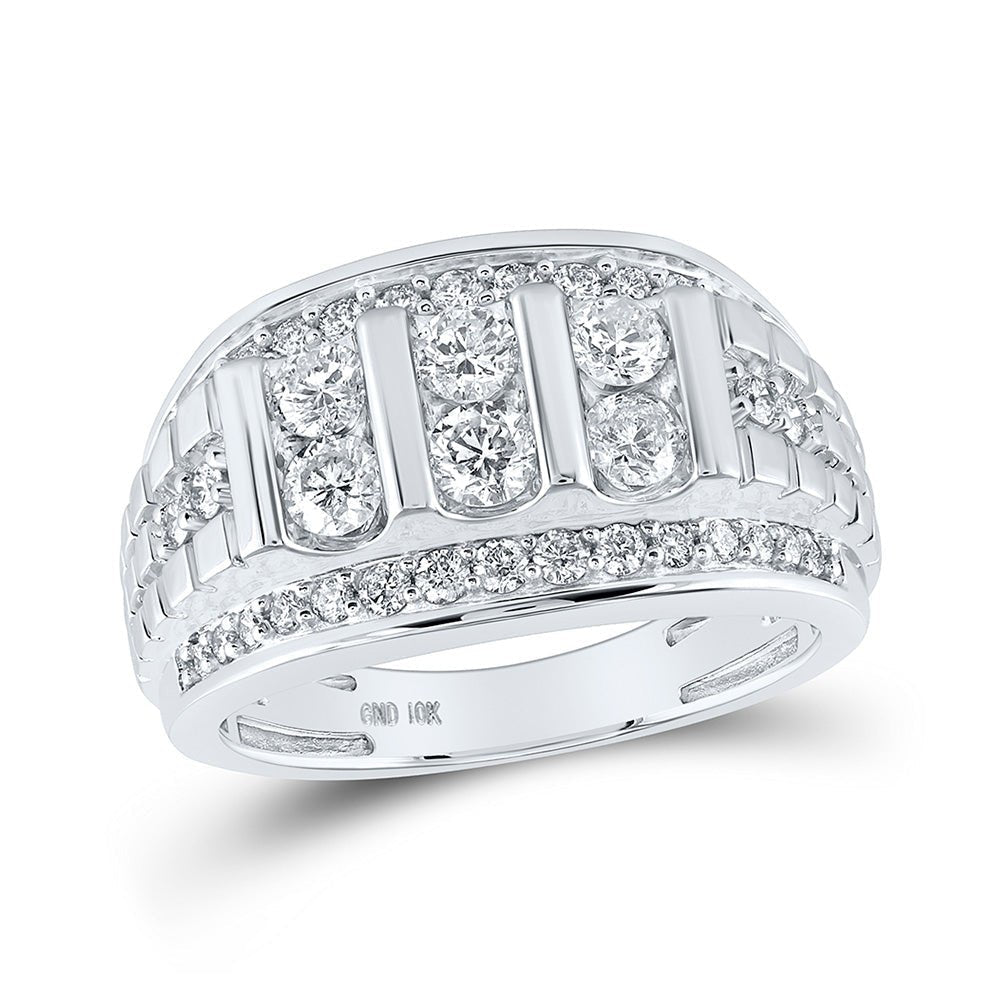 10kt White Gold Men's Round Diamond Band Ring - 1 - 1/2 Cttw | Splendid Jewellery - Splendid Jewellery