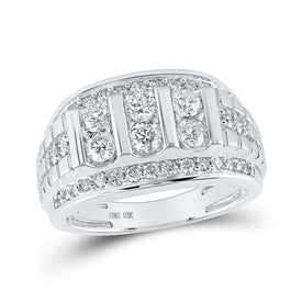 10kt White Gold Men's Round Diamond Band Ring - 1 - 1/2 Cttw | Splendid Jewellery - Splendid Jewellery