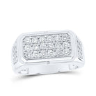 10kt White Gold Mens Round Diamond Band Ring 1 Cttw | Dazzling Masculine Brilliance - Splendid Jewellery