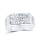 10kt White Gold Mens Round Diamond Band Ring 1 Cttw | Dazzling Masculine Brilliance - Splendid Jewellery