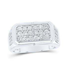 10kt White Gold Mens Round Diamond Band Ring 1 Cttw | Dazzling Masculine Brilliance - Splendid Jewellery