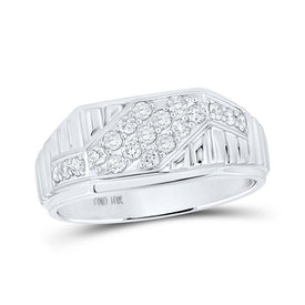 10kt White Gold Men's Round Diamond Band Ring - 1/2 Carat Total Weight - Splendid Jewellery - Splendid Jewellery