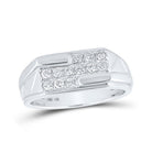 10kt White Gold Men's Round Diamond Band Ring 1/2 Cttw - Exquisite Brilliance - Splendid Jewellery