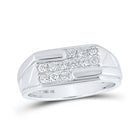 10kt White Gold Men's Round Diamond Band Ring 1/2 Cttw - Exquisite Brilliance - Splendid Jewellery