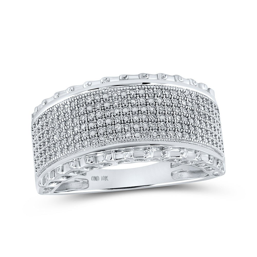 10kt White Gold Men's Round Diamond Band Ring - 1/2 Cttw | Splendid Jewellery - Splendid Jewellery