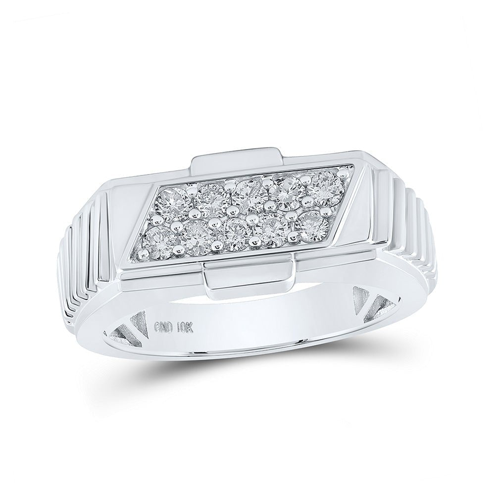 10kt White Gold Men's Round Diamond Band Ring - 1/2 Cttw | Splendid Jewellery - Splendid Jewellery