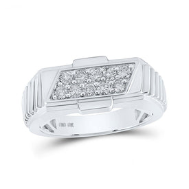 10kt White Gold Men's Round Diamond Band Ring - 1/2 Cttw | Splendid Jewellery - Splendid Jewellery