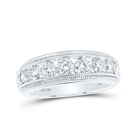 10kt White Gold Mens Round Diamond Band Ring 2 Cttw | Dazzling Elegance - Splendid Jewellery