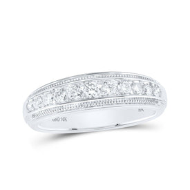 10kt White Gold Men's Round Diamond Band Ring - Captivating Brilliance - Splendid Jewellery