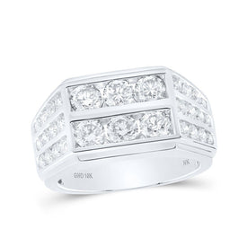 10kt White Gold Men's Round Diamond Band Ring - Exquisite Brilliance - Splendid Jewellery