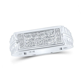 10kt White Gold Men's Round Diamond Band Ring - Exquisite Brilliance - Splendid Jewellery