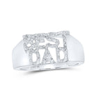 10kt White Gold Mens Round Diamond BEST DAD Band Ring 1/10 Cttw | Splendid Jewellery - > "Dazzling Diamond Tribute to Fatherhood Ring" - Splendid Jewellery