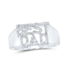 10kt White Gold Mens Round Diamond BEST DAD Band Ring 1/10 Cttw | Splendid Jewellery - > "Dazzling Diamond Tribute to Fatherhood Ring" - Splendid Jewellery
