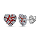 10kt White Gold Men's Round Diamond Broken Heart Cluster Earrings 1/2 Cttw | Dazzling Love Collection - Splendid Jewellery