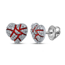 Load image into Gallery viewer, 10kt White Gold Men's Round Diamond Broken Heart Cluster Earrings 1/2 Cttw | Dazzling Love Collection - Splendid Jewellery