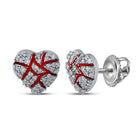 10kt White Gold Men's Round Diamond Broken Heart Cluster Earrings 1/2 Cttw | Dazzling Love Collection - Splendid Jewellery