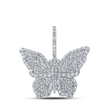 Load image into Gallery viewer, 10kt White Gold Men's Round Diamond Butterfly Charm Pendant - 1 - 1/2 Cttw: A Dazzling Delight for Gentlemen - Splendid Jewellery