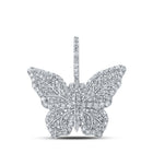 10kt White Gold Men's Round Diamond Butterfly Charm Pendant - 1 - 1/2 Cttw: A Dazzling Delight for Gentlemen - Splendid Jewellery