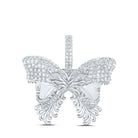 10kt White Gold Men's Round Diamond Butterfly Charm Pendant - 2 - 1/4 Cttw | Splendid Jewellery - Splendid Jewellery