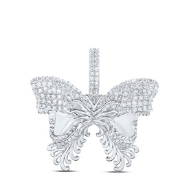 10kt White Gold Men's Round Diamond Butterfly Charm Pendant - 2 - 1/4 Cttw | Splendid Jewellery - Splendid Jewellery