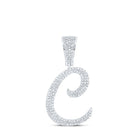 10kt White Gold Men's Round Diamond C Initial Letter Charm Pendant - 3/4 Cttw - Splendid Jewellery