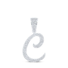 Load image into Gallery viewer, 10kt White Gold Men's Round Diamond C Initial Letter Charm Pendant - 3/4 Cttw - Splendid Jewellery