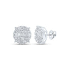 10kt White Gold Men's Round Diamond Circle Cluster Earrings - 1 Cttw | Exquisite Brilliance - Splendid Jewellery