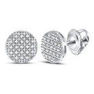 10kt White Gold Men's Round Diamond Circle Cluster Earrings 1/6 Cttw | Dazzling Brilliance - Splendid Jewellery