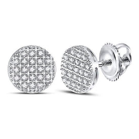 10kt White Gold Men's Round Diamond Circle Cluster Earrings 1/6 Cttw | Dazzling Brilliance - Splendid Jewellery