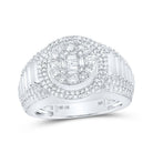 10kt White Gold Men's Round Diamond Circle Cluster Ring - A Dazzling Statement of Elegance and Sophistication - Splendid Jewellery