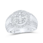 10kt White Gold Men's Round Diamond Circle Cluster Ring - A Dazzling Statement of Elegance and Sophistication - Splendid Jewellery
