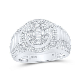 10kt White Gold Men's Round Diamond Circle Cluster Ring - A Dazzling Statement of Elegance and Sophistication - Splendid Jewellery
