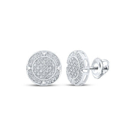 10kt White Gold Men's Round Diamond Circle Earrings - 1/4 Cttw | Splendid Jewellery - Splendid Jewellery