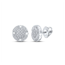 10kt White Gold Men's Round Diamond Circle Earrings 1/5 Cttw | Dazzling Elegance - Splendid Jewellery