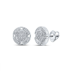 10kt White Gold Men's Round Diamond Circle Earrings - 1/6 Cttw | Exquisite Jewellery - Splendid Jewellery