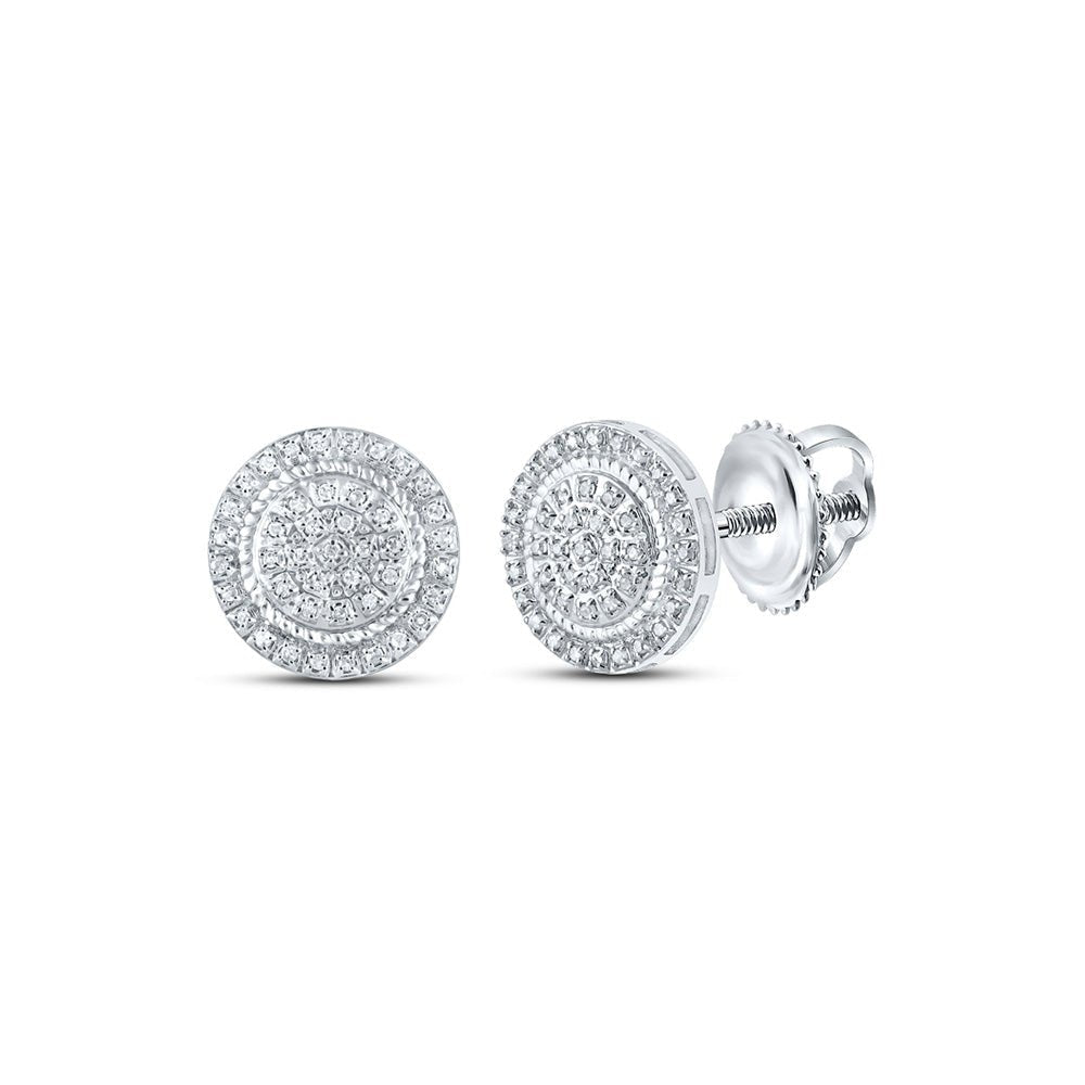 10kt White Gold Men's Round Diamond Circle Earrings - A Dazzling Statement of Style - Splendid Jewellery