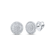 Load image into Gallery viewer, 10kt White Gold Men's Round Diamond Circle Earrings - A Dazzling Statement of Style - Splendid Jewellery