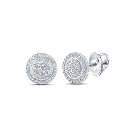 10kt White Gold Men's Round Diamond Circle Earrings - A Dazzling Statement of Style - Splendid Jewellery