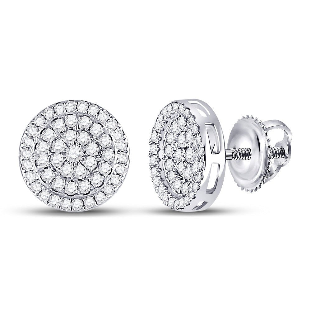 10kt White Gold Men's Round Diamond Circle Earrings - Exquisite Brilliance - Splendid Jewellery