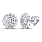 10kt White Gold Men's Round Diamond Circle Earrings - Exquisite Brilliance - Splendid Jewellery