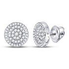 10kt White Gold Men's Round Diamond Circle Earrings - Exquisite Brilliance - Splendid Jewellery