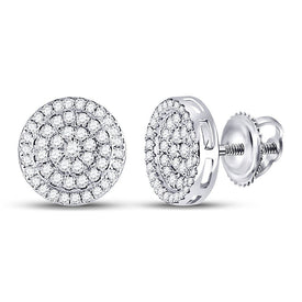 10kt White Gold Men's Round Diamond Circle Earrings - Exquisite Brilliance - Splendid Jewellery