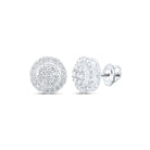 10kt White Gold Men's Round Diamond Cluster Earrings - 1 - 1/4 Carat Total Weight: A Brilliant Statement of Style and Elegance - Splendid Jewellery