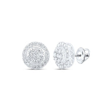 Load image into Gallery viewer, 10kt White Gold Men's Round Diamond Cluster Earrings - 1 - 1/4 Carat Total Weight: A Brilliant Statement of Style and Elegance - Splendid Jewellery