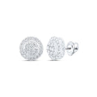 10kt White Gold Men's Round Diamond Cluster Earrings - 1 - 1/4 Carat Total Weight: A Brilliant Statement of Style and Elegance - Splendid Jewellery
