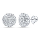 10kt White Gold Men's Round Diamond Cluster Earrings - 1 - 5/8 Cttw | Dazzling Brilliance - Splendid Jewellery