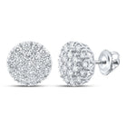 10kt White Gold Men's Round Diamond Cluster Earrings - 1 - 5/8 Cttw | Dazzling Brilliance - Splendid Jewellery
