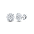 10kt White Gold Men's Round Diamond Cluster Earrings - 1 Cttw | Elegant Brilliance - Splendid Jewellery