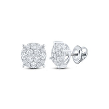 Load image into Gallery viewer, 10kt White Gold Men's Round Diamond Cluster Earrings - 1 Cttw | Elegant Brilliance - Splendid Jewellery
