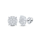 10kt White Gold Men's Round Diamond Cluster Earrings - 1 Cttw | Elegant Brilliance - Splendid Jewellery